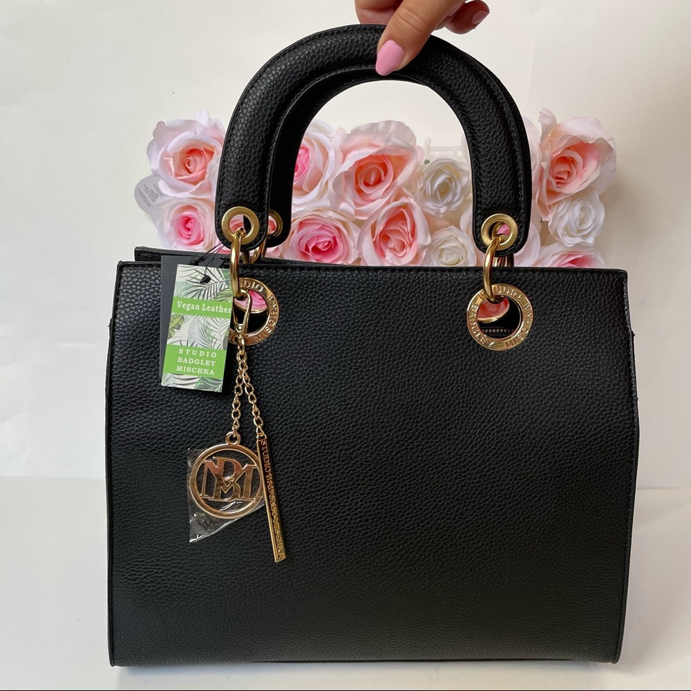 Badgley Mischka tote w/ big logo eyelet